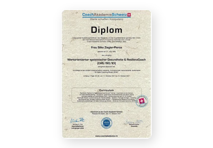 Diplom Gesundheits- und Resilienz-Coach, Coach Akademie Schweiz